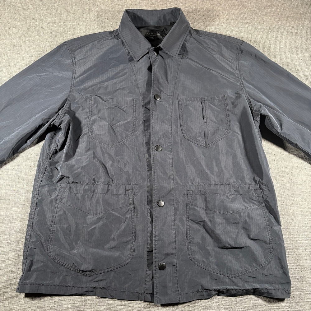 Rag & Bone Ripstop Shirt Jacket Women Size M Gray Snap Front Utility Workwear